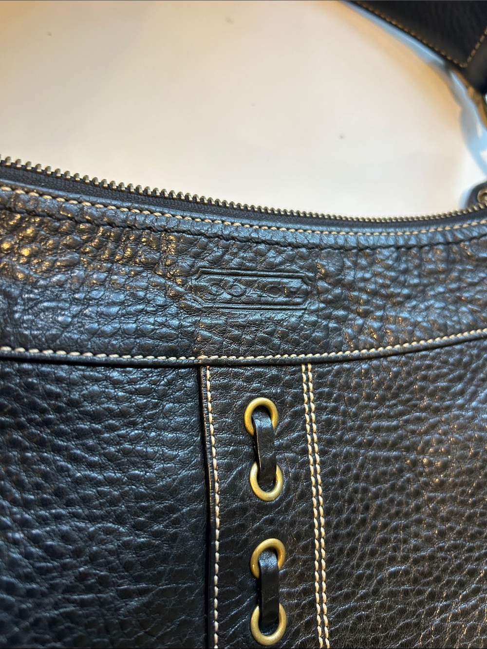 Coach Women's Black Leather Crossbody bleeker Bag vintage y2k slim duffel vtg - Picture 12 of 12